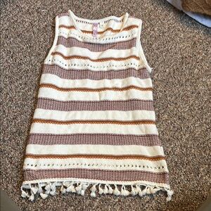 Striped Sleeveless Knit Top with Fringe Francesca’s